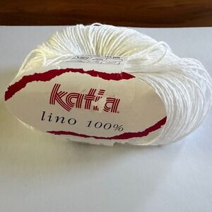Katia Lino 100% Linen Yarn 50g White Knitting Crochet Handled Skein